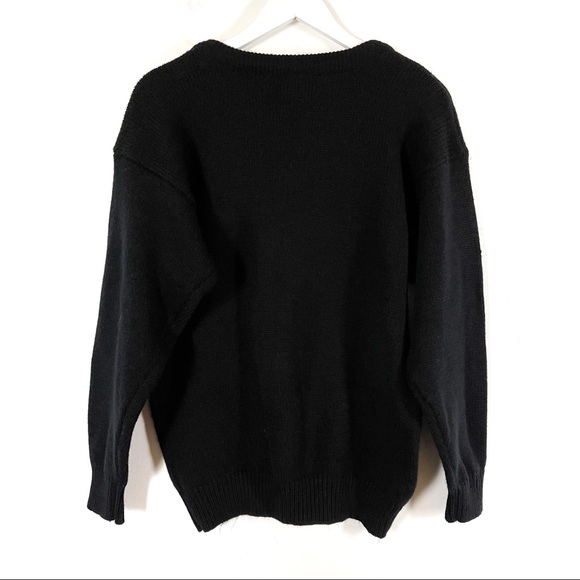 Vintage Black Knit Sweater with Gold Appliqué - Picture 3 of 6